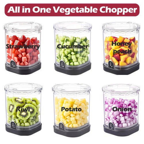 VegetableChopper and Fruit Dicer, Fruit Slicer Cup, Food Dicer with Container, Speed Manual Veggie Slicer,Kitchen Gadget