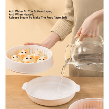 Multifunctional Microwave Steamer with A Transparent Lid,Steam Pots for Cooking Dumplings,Vegetable,Bacon,Sea Food B