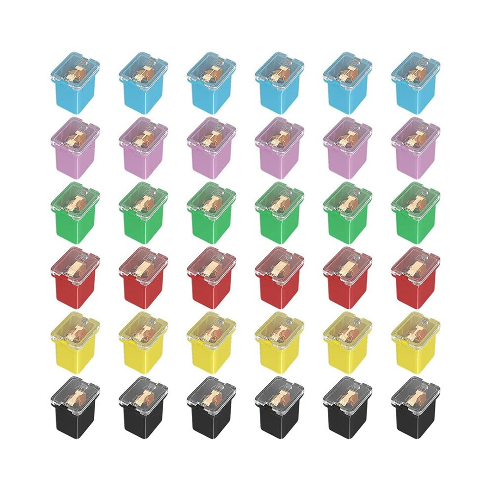 36Pcs Fuse Automotive Low Profile Box Shaped Fuses Assortment Kit (20A,30A,40A,50A,60A,80A) Square Automotive Fuse Box 6032794231555