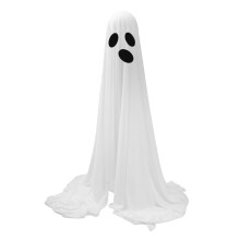 Large Lighted White Cloth Ghost 64.96in Spooky Yard & Porch Halloween Decor
