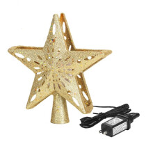 Christmas Star Trees Topper with Built-in Led Snowflake Projector Lights Pentagram Tree Topper US Plug