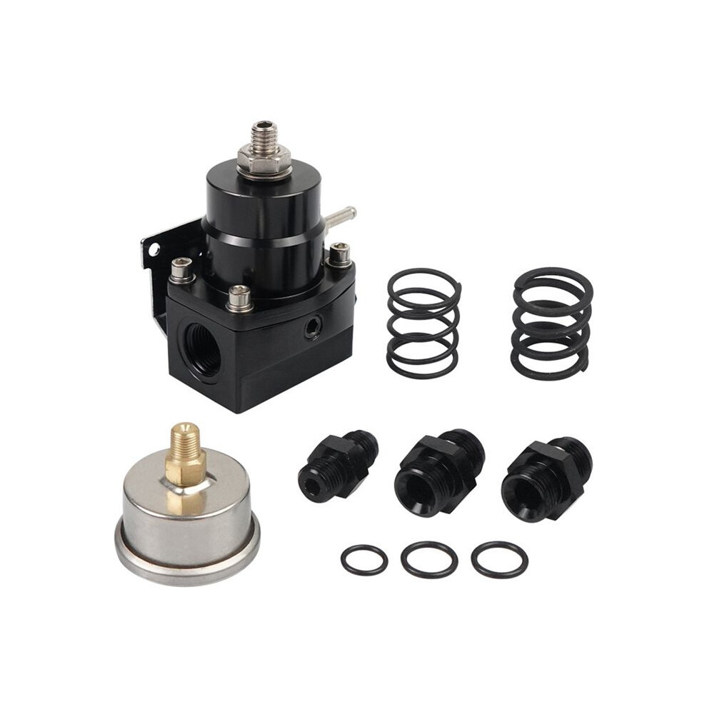 Adjustable 3-70 Pis Fuel Pressure Regulator An8 Feed Port & An6 Return With Fuel Pressure Gauge 4711790656105