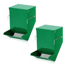 2 Pcs Rabbit Feeder for Cages Small Animal Food Dispenser with Lid Metal Chicken Grit Oyster Shell Feeders Outside