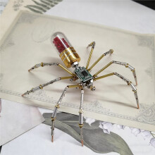 3D Metal Spider Model Kit DIY Mechanical Cyberpunk Insect Toy, Retro Brass Sculpture for Home Office