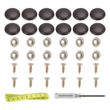 1Set Leather Snap Upholstery Buttons Fit for Tufting Furniture Bed Sofa Chair, Car RV Roof Coffee Color
