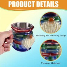Unique Gifts for Book Lovers, Painted Gnome for Book Mug, for Books Stack Coffee Cup, Novelty 3D Painted for Bo B