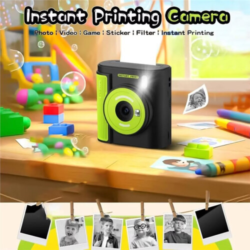 Câmera de Impressão Instantânea Infantil, Impressora Digital Térmica Sem Tinta com Tela de 2 Polegadas e Papel - Presente Ideal para Crianças 1