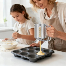 30OZ Pancake Batter Dispenser with Viewing Window Stainless Steel Batter Dispenser for Baking Cupcakes,Muffins,Cooking