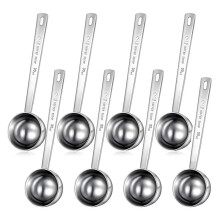 8 Pcs 2 Tablespoon Scoops with Long Handle,30 Ml Stainless Steel Measuring Spoon for Coffee Milk Fruit Powder,Spice Jar