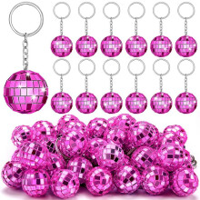 25 St Discokula-Nyckelringar, RosenröDa Discokula-Nyckelringar i Bulk, -Discokula-Nyckelringar för Festdekorationer