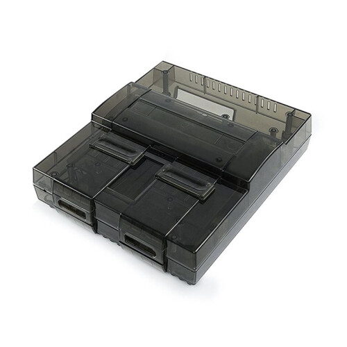 Replacement Shell Case for  SNES SFC US Version Retro Gaming Consoles Translucent Case Transparent Black 2