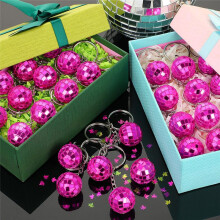 25 Chaveiros de Bola de Discoteca, Chaveiros de Discoteca Rosa Vermelho A Granel, Chaveiros de Bola de Discoteca, Lembrancinhas para Decoração de
