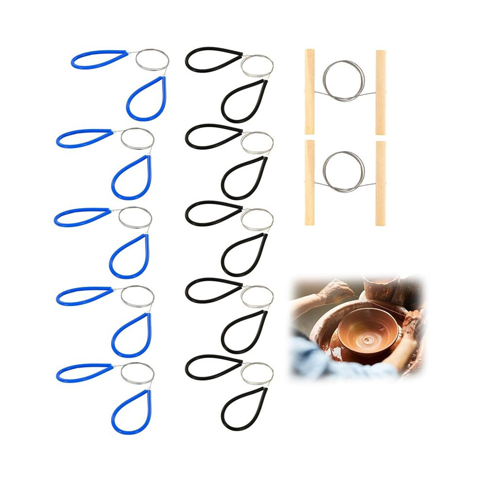 Jojomino Black 12Pcs Clay Cutters Wire, 19.7 Inches Pottery Tools Cut Off Tools For Clay Artists With And Wooden Handle