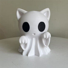 Halloween-Katzengeisterstatue - 3D-gedruckte süße Geisterkatze als Schreibtischdekoration, Halloween-Geisterstatue aus Kunstharz, Dekorationen M