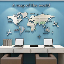 World Map Wall Stickers 3D Acrylic Mirror Sticker Three-Dimensional for Living Room Office Wallpaper Decoration
