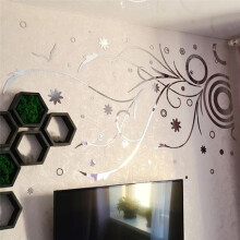 Wall Stickers Mirror Flower Rattan Acrylic 3D Wall Stickers Family Wall Decals Living Room Wall Decor Sticke