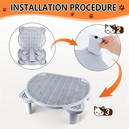 Adjustable Cat Ramp Litter Box Step Double Layer with Filter Function, Elevated Litter Box Ramp for Senior Cats Easy 2