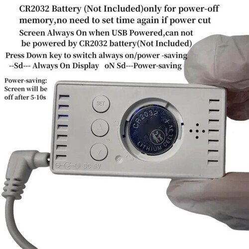 Digital Clock TEMP Date 3 Alarms Power-Off Memory Table Clock USB Powered Always  12/24H Night Mode LED Clock Green 1