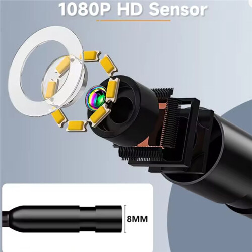Endoscópio Automotivo com Tela IPS de 4,3 Polegadas, Câmera HD de 8 mm USB, 5 M, Inspeção de Canos e Esgoto, Boroscópio, Câmera À Prova D'Água 1