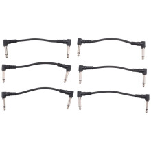 6 X Cabos de Guitarra EléTrica 6 Polegadas 1/4 Efeito ÂNgulo Reto Pedal Patch Cord Preto