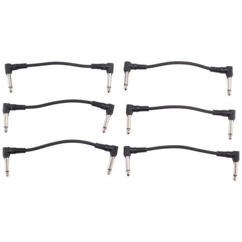 6 X Cabos de Guitarra EléTrica 6 Polegadas 1/4 Efeito ÂNgulo Reto Pedal Patch Cord Preto