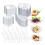 200 Pcs  Appetizer Plates with Spoons Forks Disposable  Dessert Plates Plastic Appetizer Bowls Tiny Transparent 2