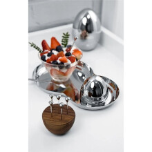 Stainless Steel Luxury Toothpick Holder Decorative Toothpick with Walnut Base for Table Decoration Home Decor Party Bar