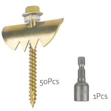 Fence Staples, Fence Wire Staples Anti Slip,50Pack Galvanized Fence Wire Fasteners for Softwood, Reusable Fence Nails