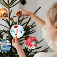 Sublimation Ceramic Ornaments for Heat Press Printing White Round Ceramic Ornaments Personalized Christmas Tree Ornament