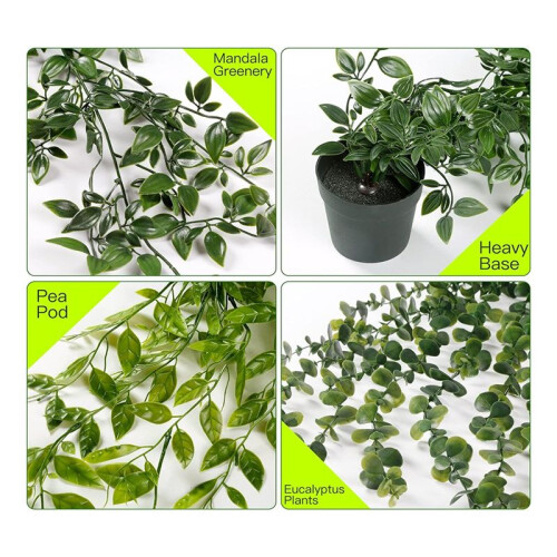 Artificial Hanging Plants 3 Pack Artificial Eucalyptus Potted Greenery Faux Eucalyptus Mandala Vine