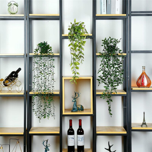 Artificial Hanging Plants 3 Pack Artificial Eucalyptus Potted Greenery Faux Eucalyptus Mandala Vine 2