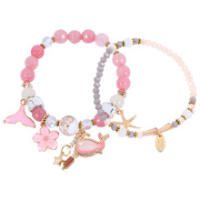 1St Roze Beaded Armband Hand Sieraad Metalen Sierlijke Ocean Series