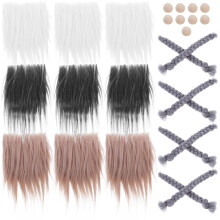 3Sets Künstliche Wichtelbärte Mit Holzperlen Für DIY Bunt