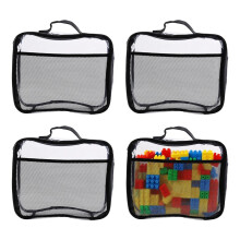 4 Pcs Toy Storage Organizer Bag for Bricks, Clear PVC Zippered Block Set Waterproof Toy Carrying Case for Board Game
