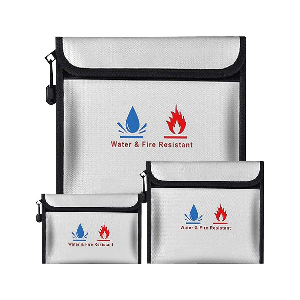 Fireproof Waterproof Document Bag Set - 3 Pack, Enhanced Zipper, Safe Storage For Documents, Cash, Jewelry 6032252211679
