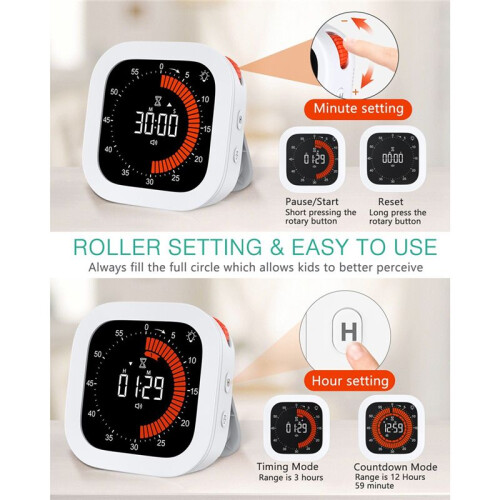 Upgraded Visual Timer Rechargeable Digital Countdown Kitchen Mechanical Cooking Timer Management Tool for Home School 2