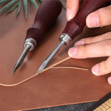 Leather Skiving Beveler Set, 2 Pcs Leather Working Tools for DIY Leathercraft, Sizes 1.0 mm & 1.5 mm