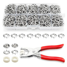 200er-Set Metall-Druckknopf-Set - Hohle Druckknöpfe für Stoff mit Befestigungszange, 9,5 mm Nähknopf-Druckknöpfe für Heimwerkerarbeiten