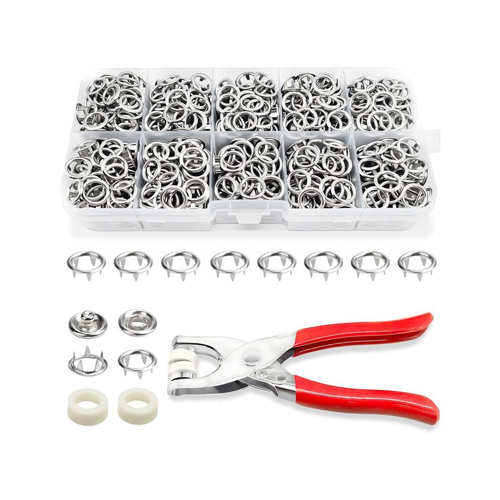 200Set Metal Snap Button Kit - Hollow Snaps For Fabric With Fastener Pliers, 9.5Mm Sewing Button Snaps For Diy Crafts 4713259580471