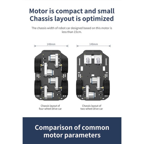 L-Type Encoder  Reduction Motor All-Metal Gears Better Magnetic Anti-Interference for Wheeled Car Chassis Kit D