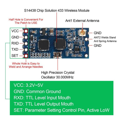 433Mhz HC-12 SI4463 Wireless Serial Port Module 1000m Replace  4PCS 2