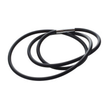 19,75 pouces 3mm corde de collier en caoutchouc a la mode avec fermoir en acier inoxydable - noir