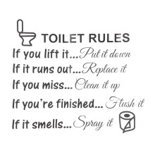 Toilet Regole Bagno Rimovibile Wall Sticker Vinyl Art Decalcomanie DIY Home Decor
