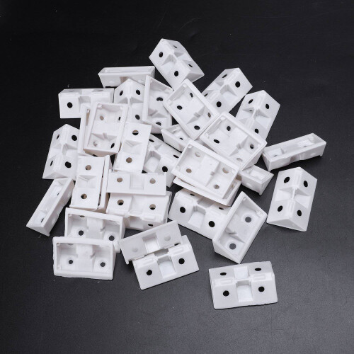 30pcs Shelf Cabinet 90 Degree Plastic Corner Braces Angle Brackets White 2