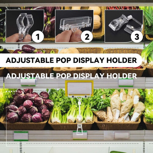 6.5" Height Transparent Plastic Double Clips Adjustable  Sign Card Display Holder