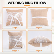 Vintage Jute Rustic Wedding Ring Pillow 6 inch x 6 inch