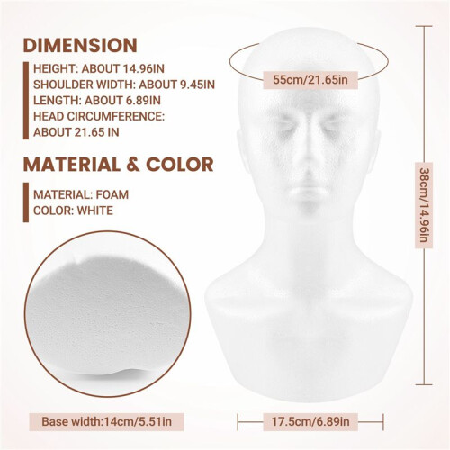 Foam Male Display Mannequin  Dummy Wigs Hat Scarf Stand Model 2