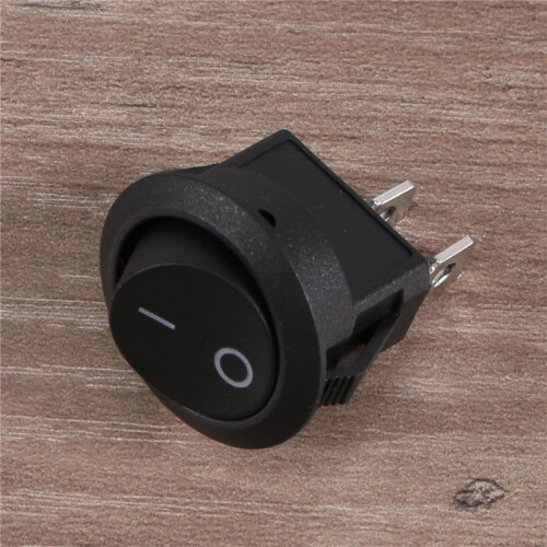 5Pcs SPST Black Button /Off Round Rocker  AC 6A/250V 10A/125V 1