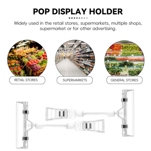 6.5" Height Transparent Plastic Double Clips Adjustable  Sign Card Display Holder 2