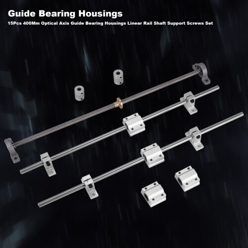 15Pcs 400Mm Optical Axis Guide Bearing Housings Linear Rail Shaft Support Screws Set 2